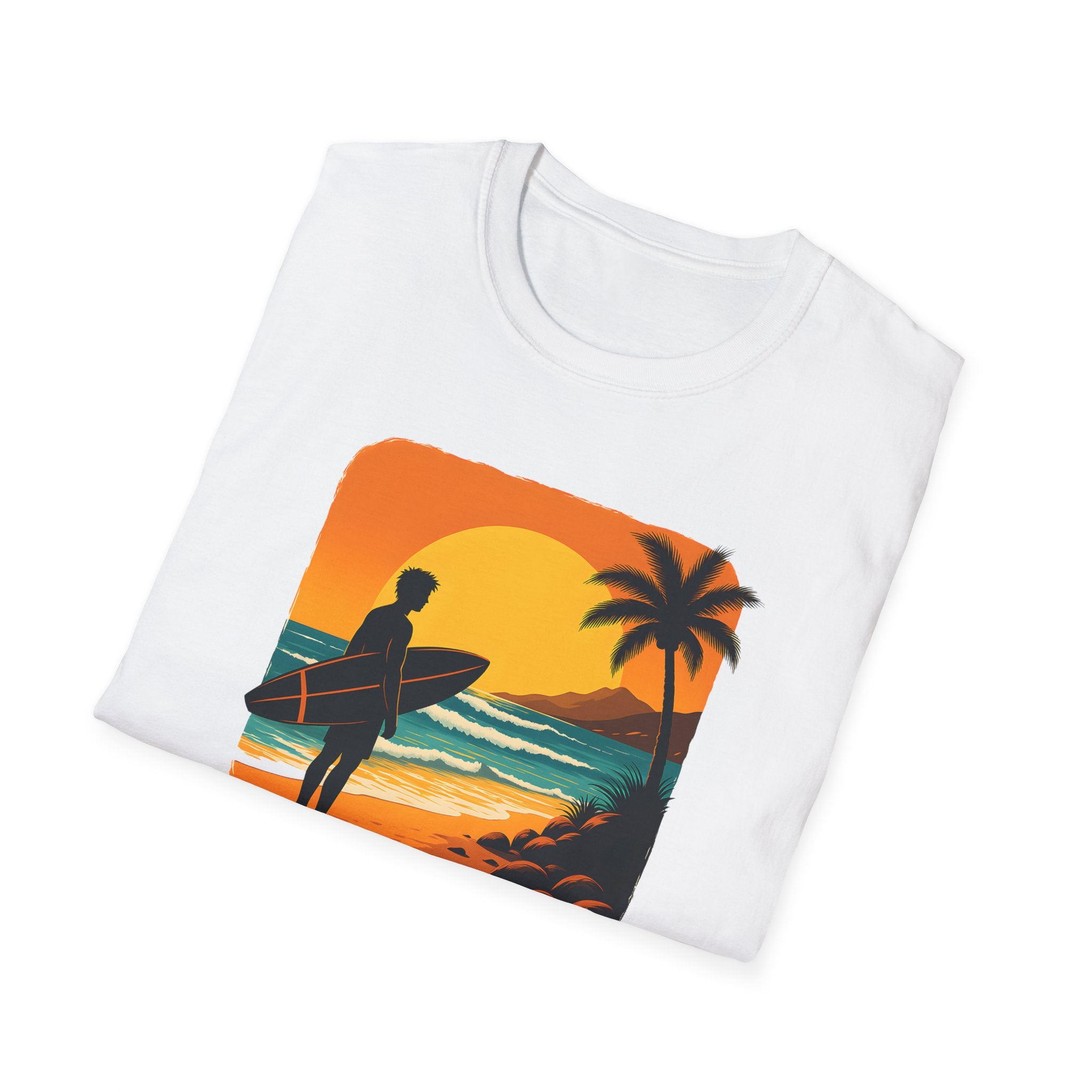 Sunset Surfer on Beach T-Shirt